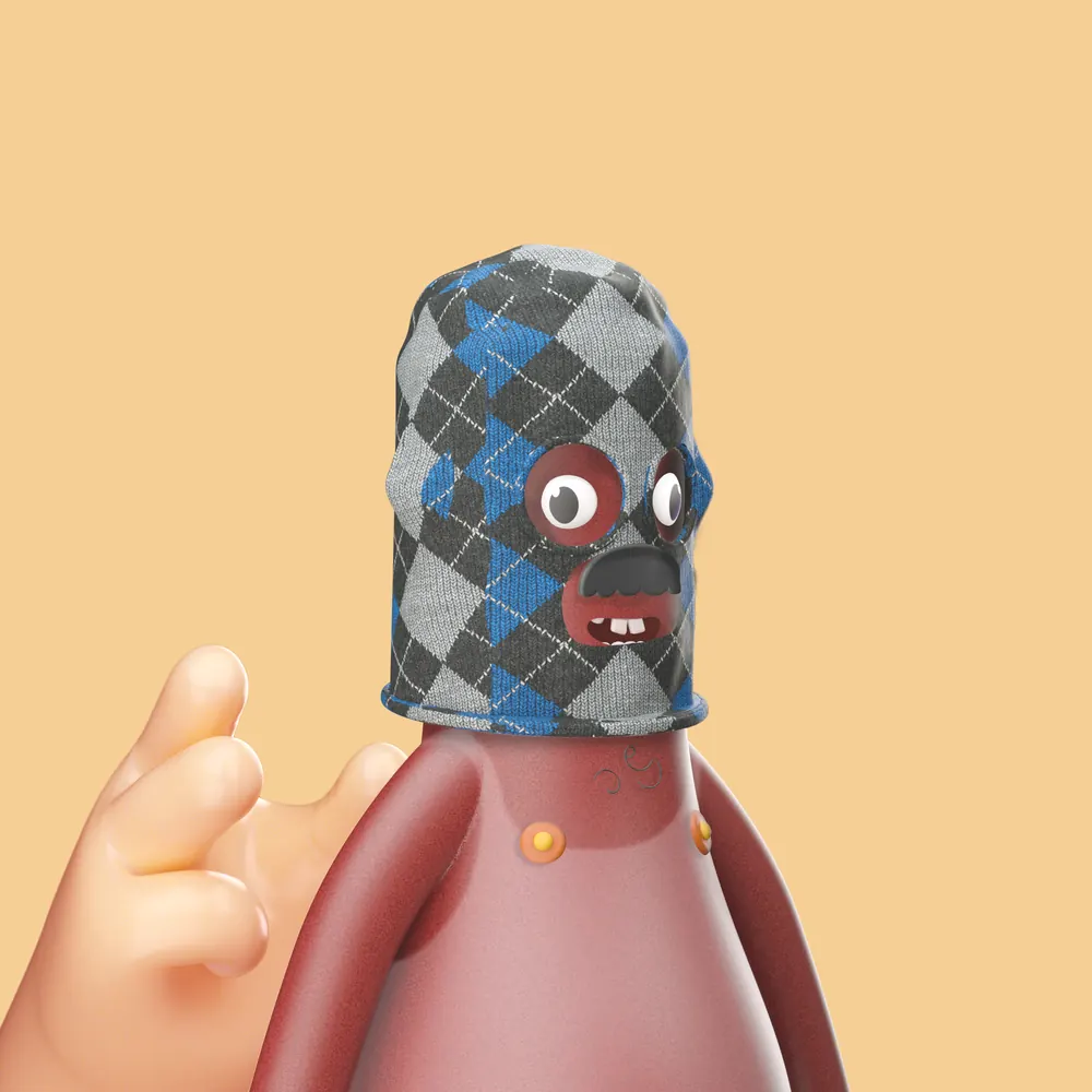 Be a Sausage character in a patterned hood